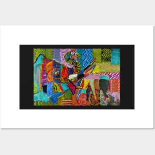 Wild elephant and baby abstract painting 938 Posters and Art